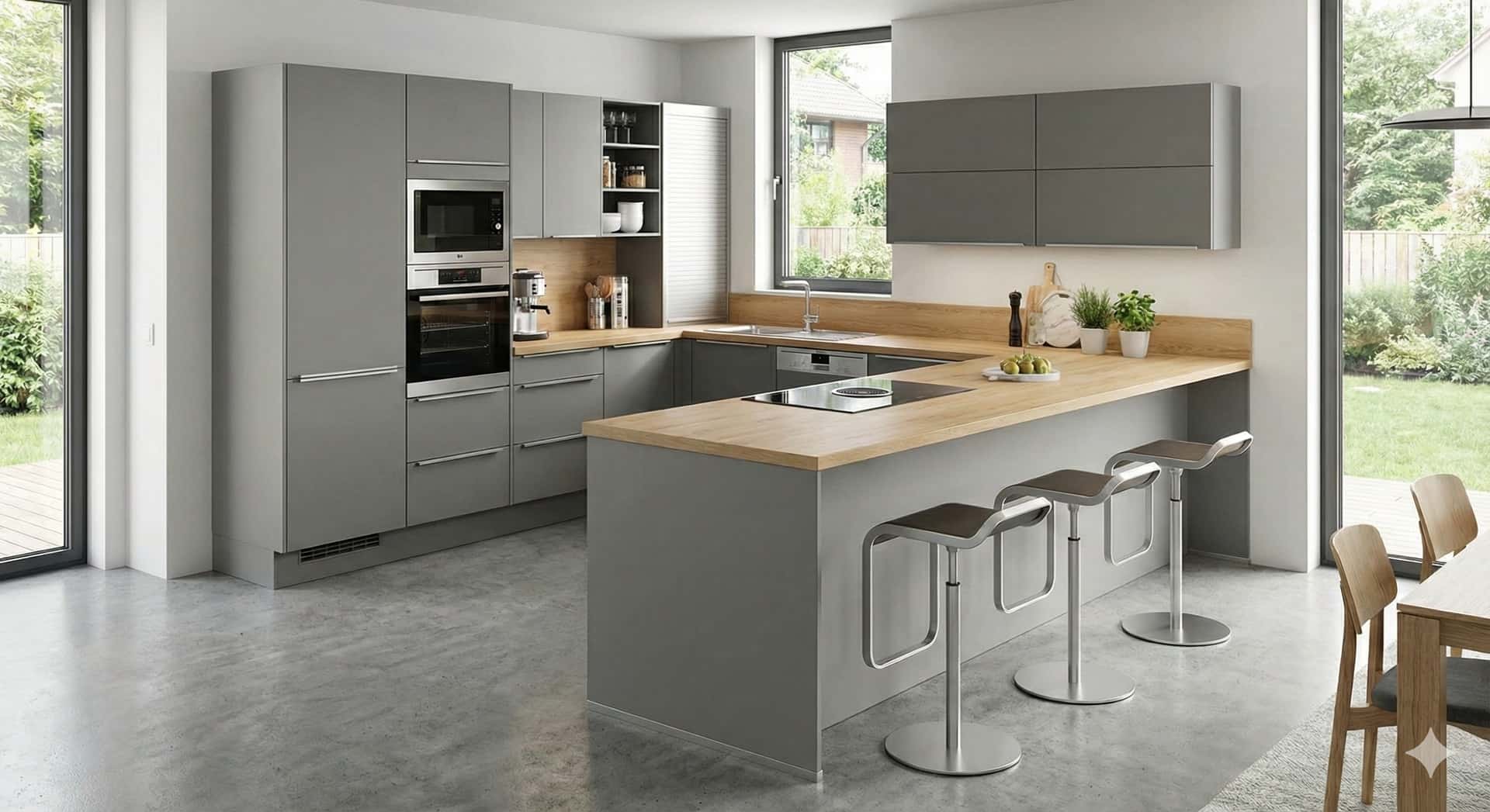 Hoe creëert u een open L-keuken met eiland?