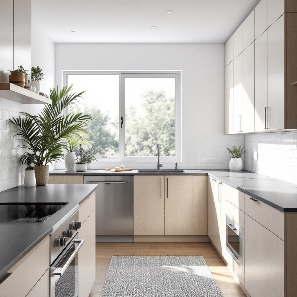 L-keuken met raam voor een keuken zonder bovenkastjes