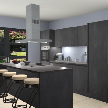 Greeploze beton zwarte keuken Lima 25702