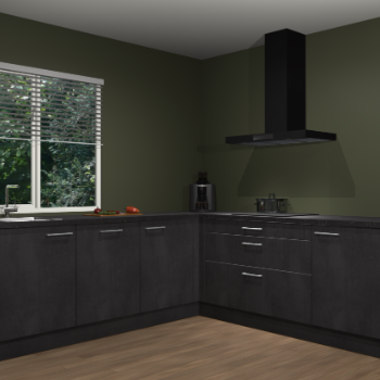 Beton zwarte keuken Letland 33020